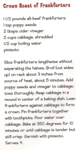 Recipe: Crown Roast of Frankfurters 1